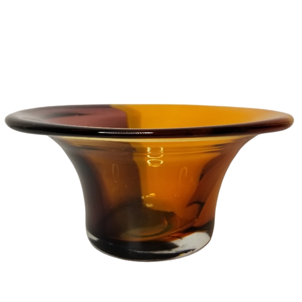 Teleflora Hand Blown Heavy Multi Color‎ Art Glass Vase Festive Home Decor